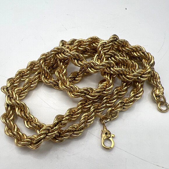 Monet 24" 5mm Twisted Rope Chain Chunky Necklace Gold-Tone Vintage - Picture 2 of 9